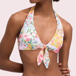 KATE SPADE Floral Dots Reversible Halter Bikini Top Size M